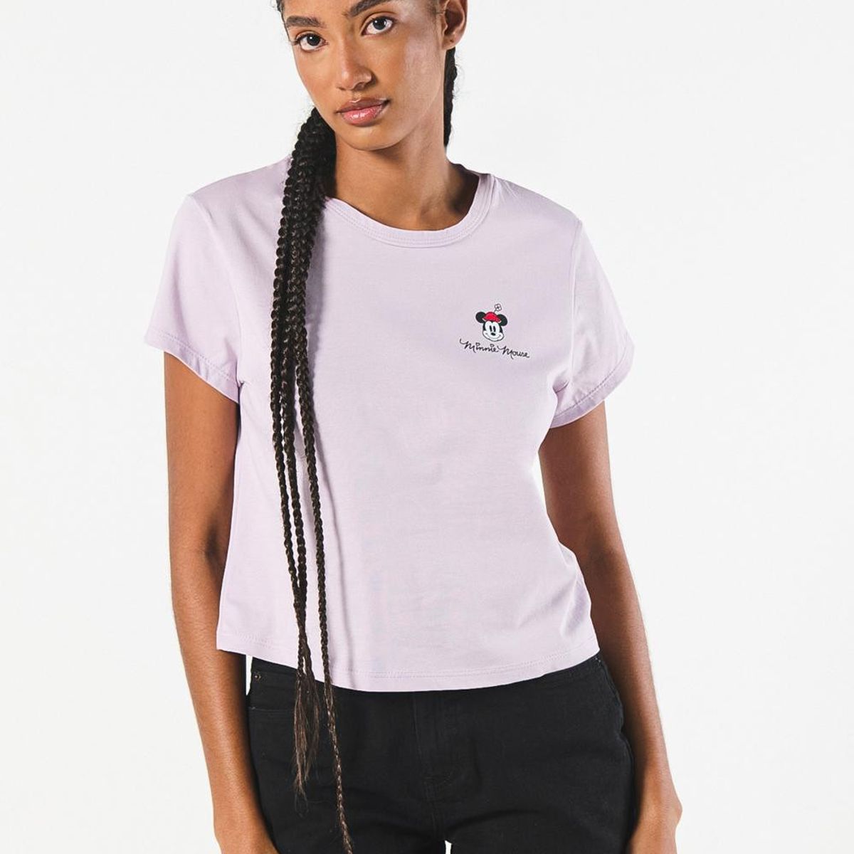 KOAJ - KOAJ Camiseta unicolor cuello redondo con diseño de Minnie Mujer