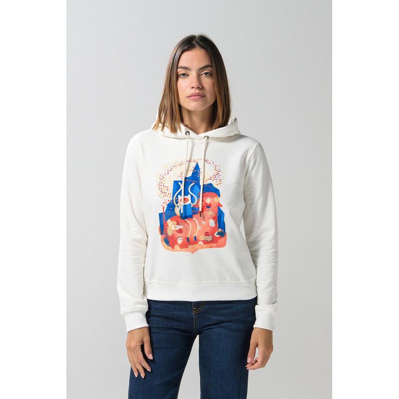 KOAJ - KOAJ Buzo capota para mujer, unicolor  con estampado en frente MUJER