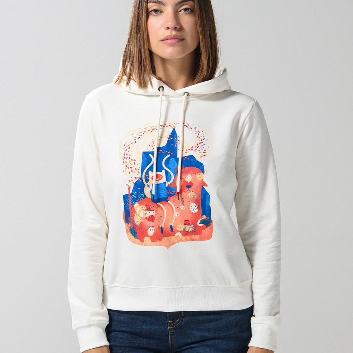 KOAJ - KOAJ Buzo capota para mujer, unicolor  con estampado en fren Mujer