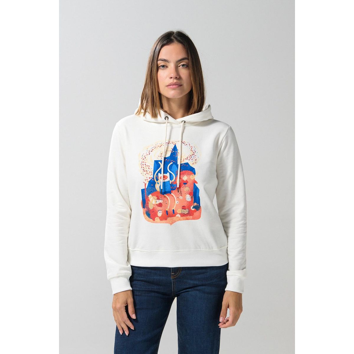 KOAJ - KOAJ Buzo capota para mujer, unicolor  con estampado en fren Mujer