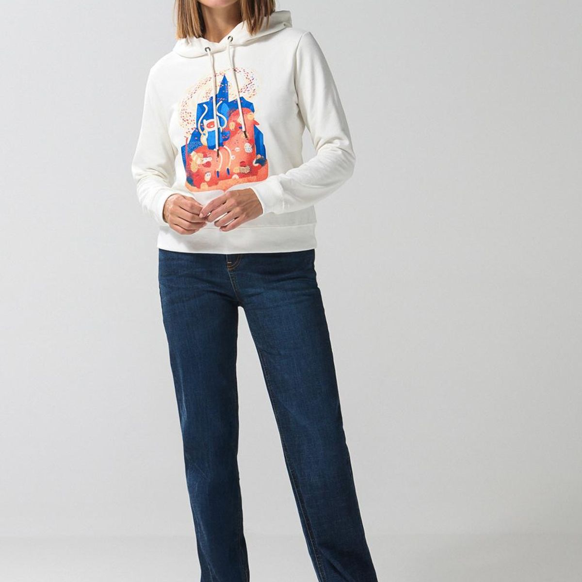 KOAJ - KOAJ Buzo capota para mujer, unicolor  con estampado en fren Mujer