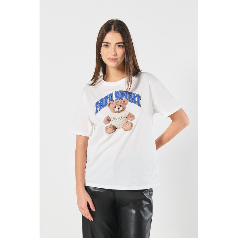 KOAJ - KOAJ Camiseta unicolor para mujer manga corta estampada en fre MUJER