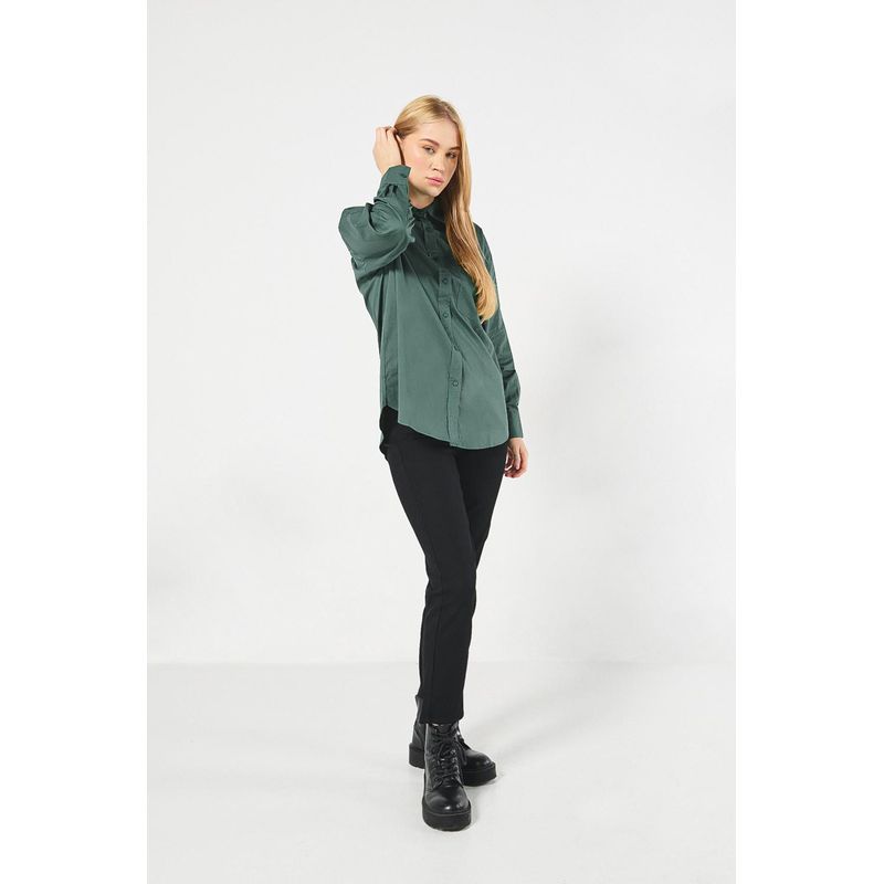 KOAJ - KOAJ Blusa unicolor oversize con manga larga y botones MUJER