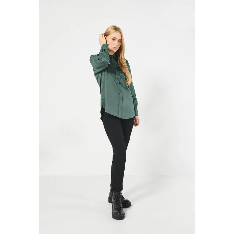 KOAJ - KOAJ Blusa unicolor oversize con manga larga y botones Mujer