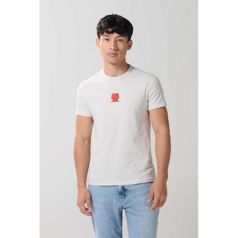 KOAJ - KOAJ Camiseta cuello redondo crema clara de Snoopy HOMBRE