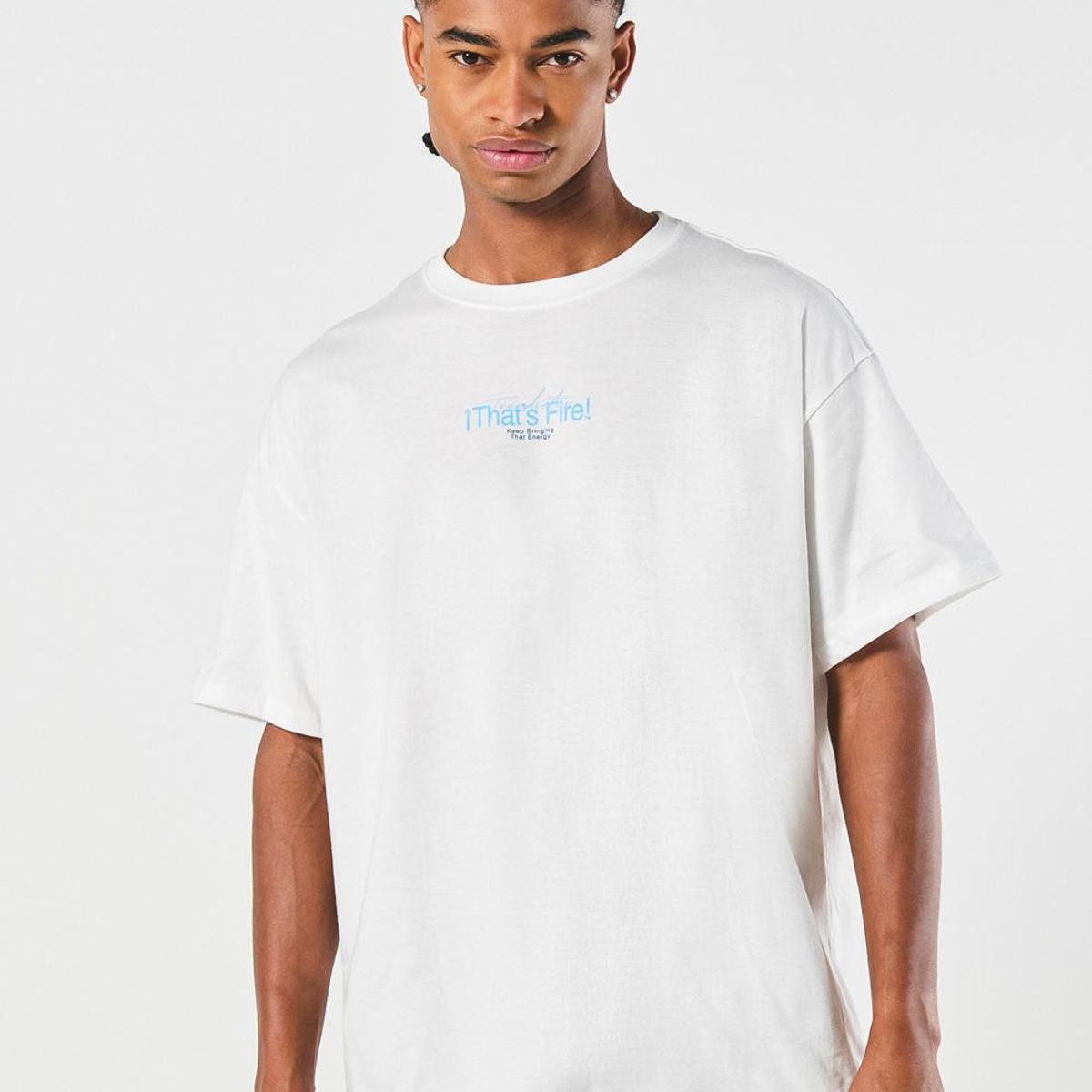 KOAJ - KOAJ Camiseta en algodón oversize crema manga corta estampa Hombre