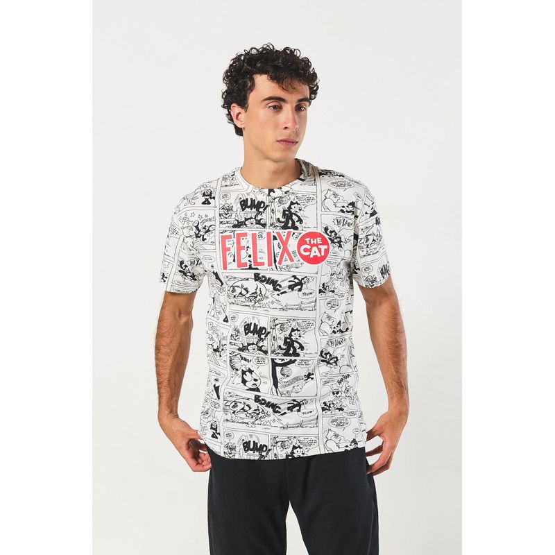 KOAJ - KOAJ Camiseta manga corta con estampado de Gato Felix. HOMBRE