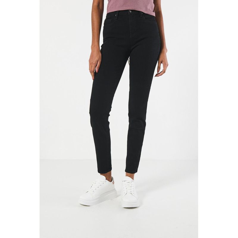 KOAJ - KOAJ Jean negro tipo jegging con tiro alto y bolsillos MUJER