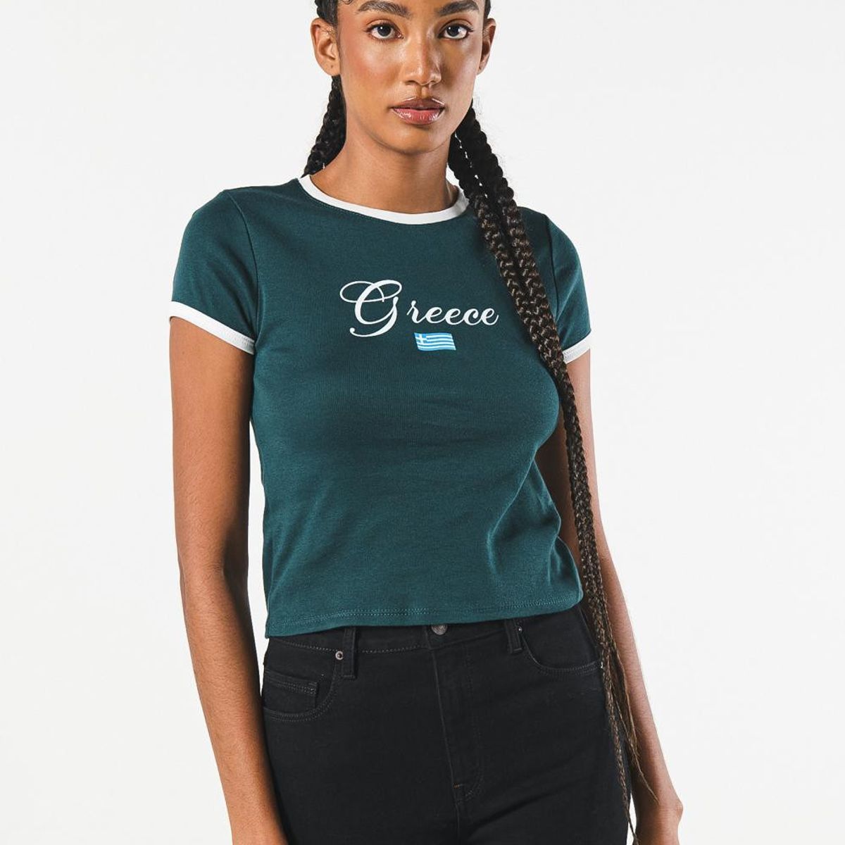 KOAJ - KOAJ Camiseta college verde manga corta con contrastes Mujer