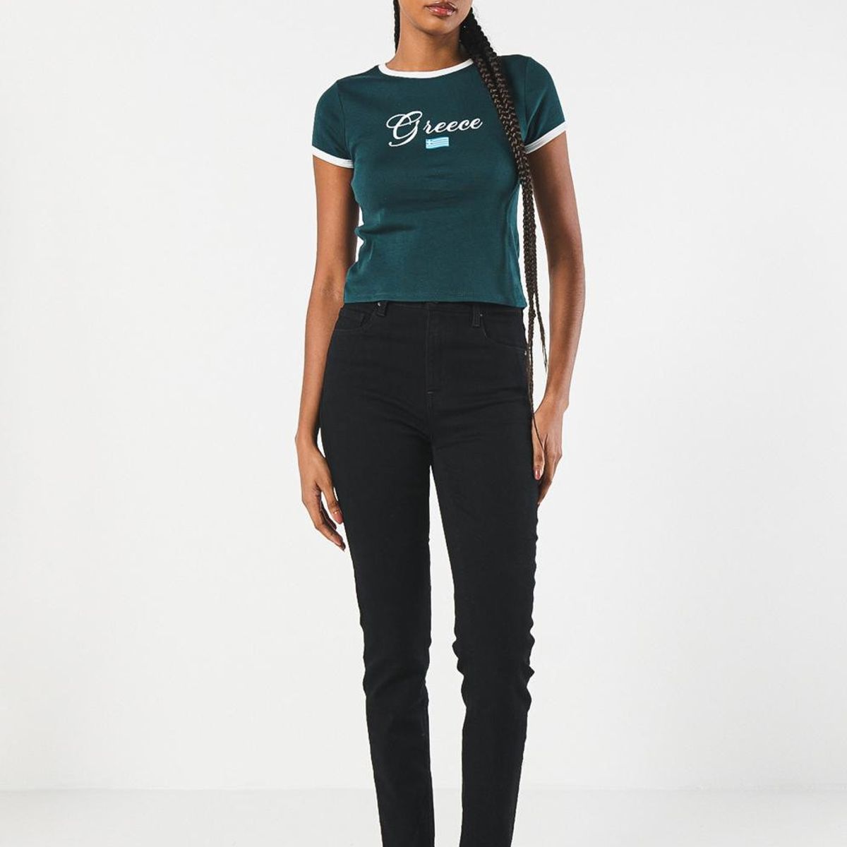 KOAJ - KOAJ Camiseta college verde manga corta con contrastes Mujer