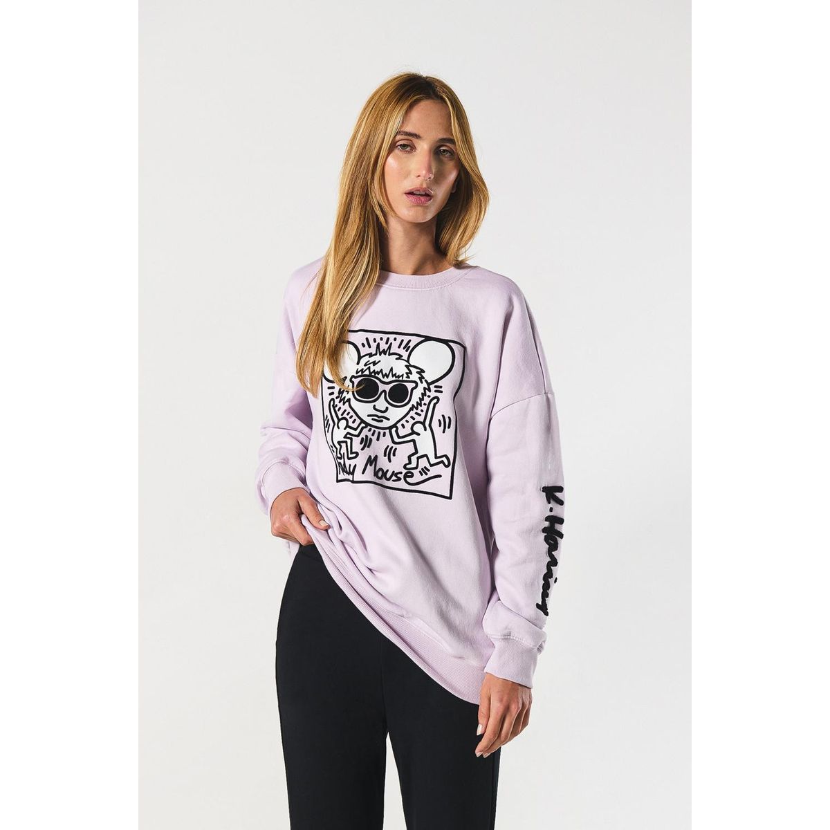 KOAJ - KOAJ Buzo cuello con estampada en frente y manga izquierda Mujer