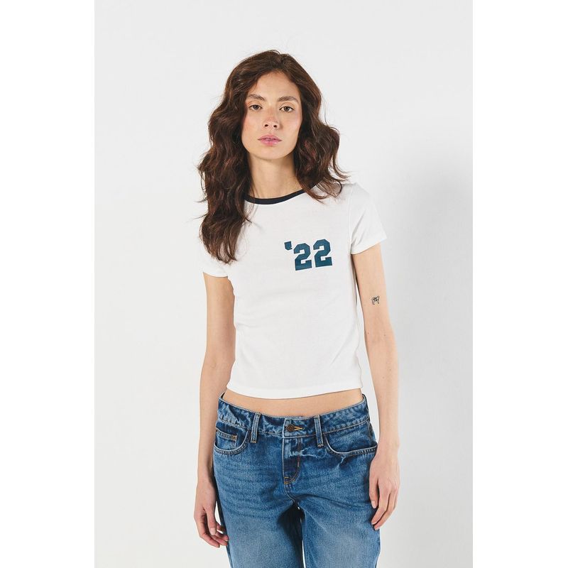 KOAJ - KOAJ Camiseta para mujer manga corta, cuello y puños en color  MUJER