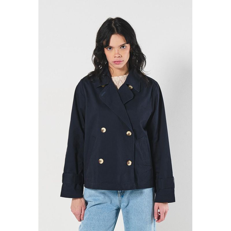 KOAJ - KOAJ Chaqueta tipo gabardina corta en unicolor con cuello cami MUJER