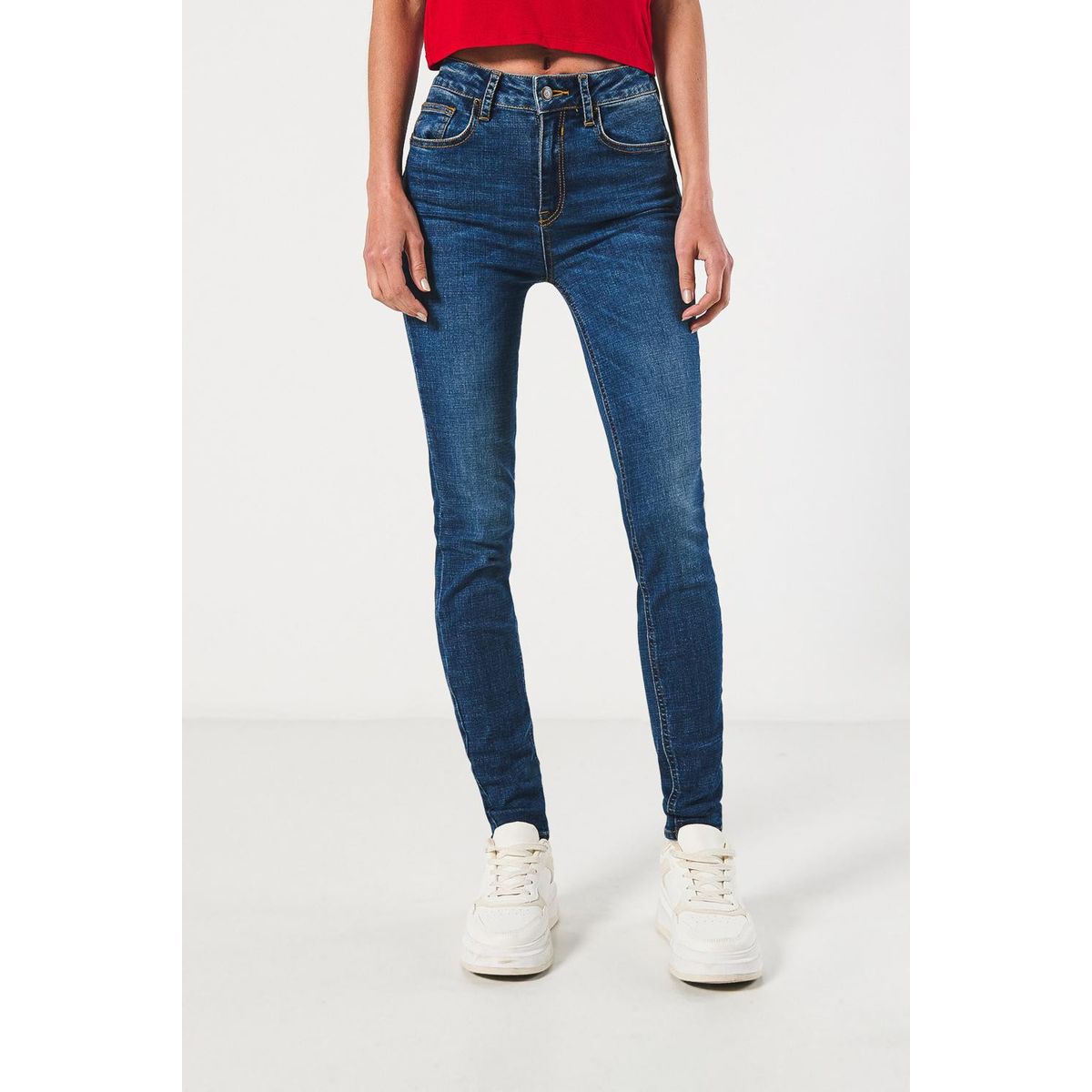 KOAJ - KOAJ Jean para mujer, 5 bolsillos, tiro alto, cinco bolsillo Mujer