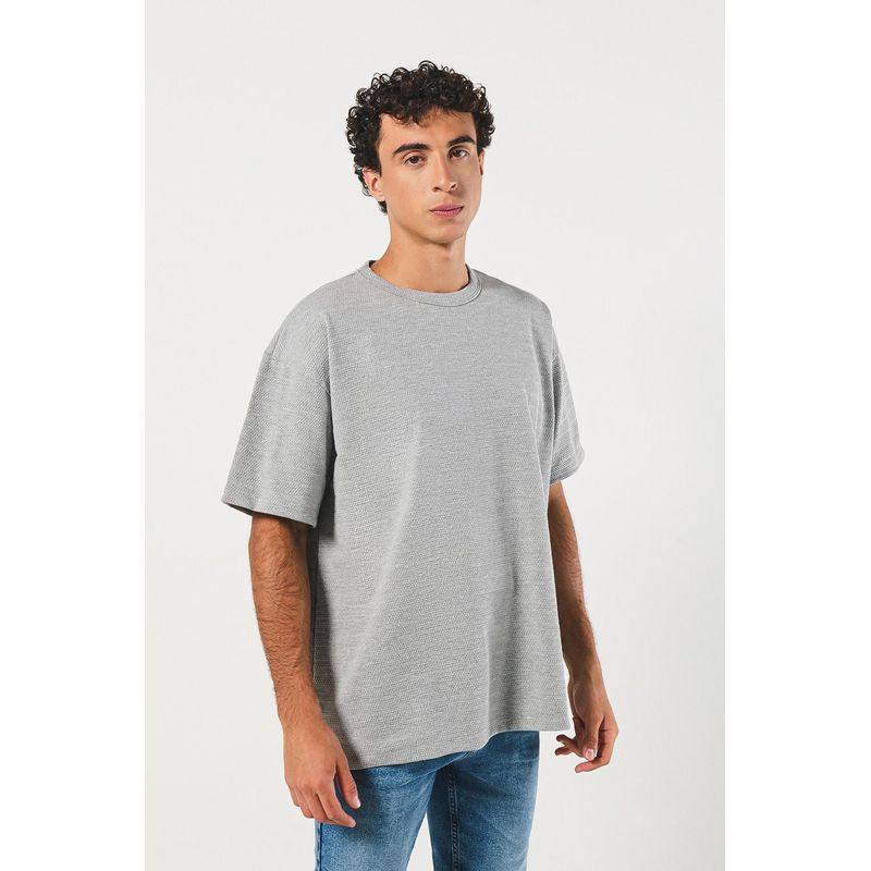 KOAJ - KOAJ Camiseta gris clara oversize con manga corta y texturas HOMBRE