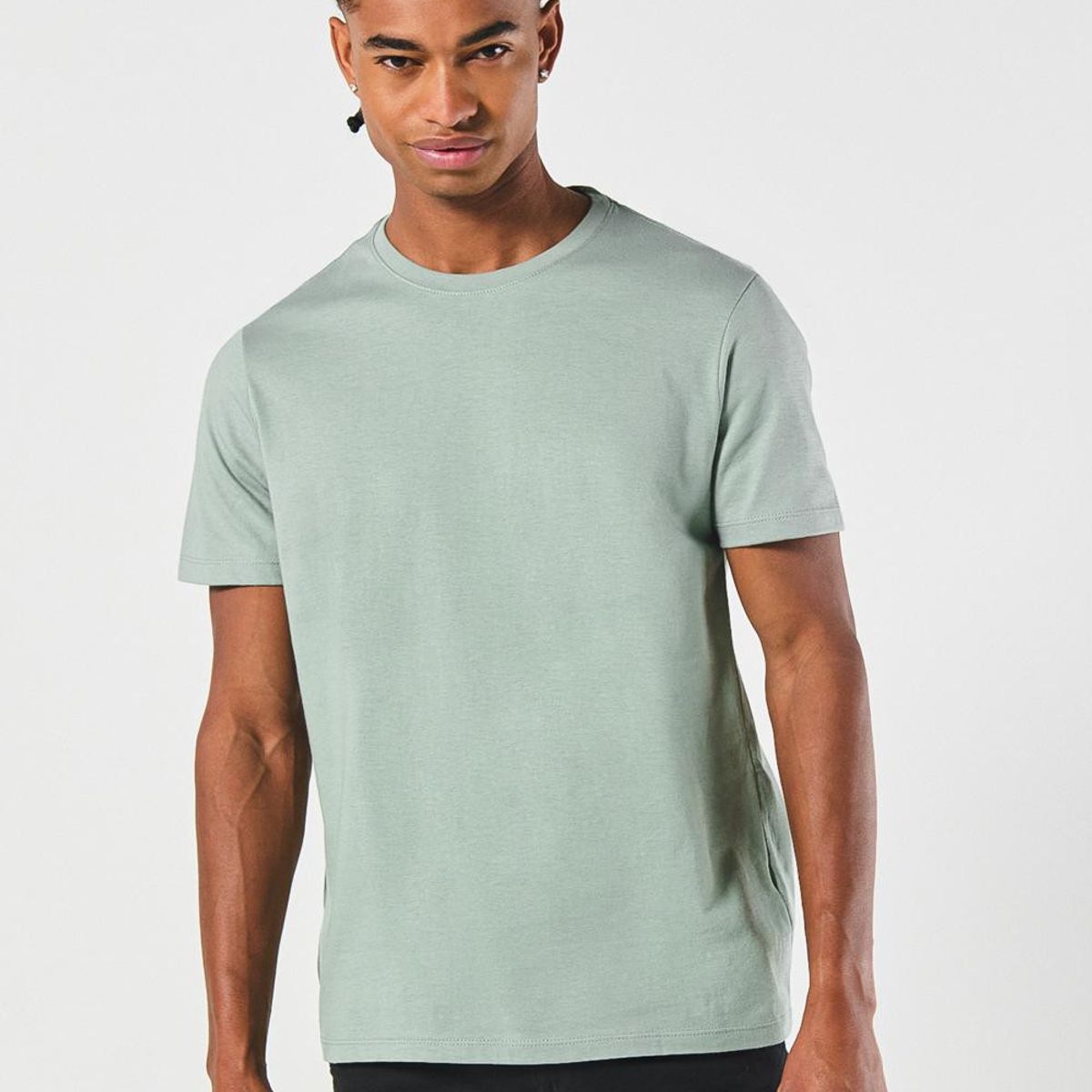 KOAJ - KOAJ Camiseta ajustada unicolor en algodón con cuello redond Hombre