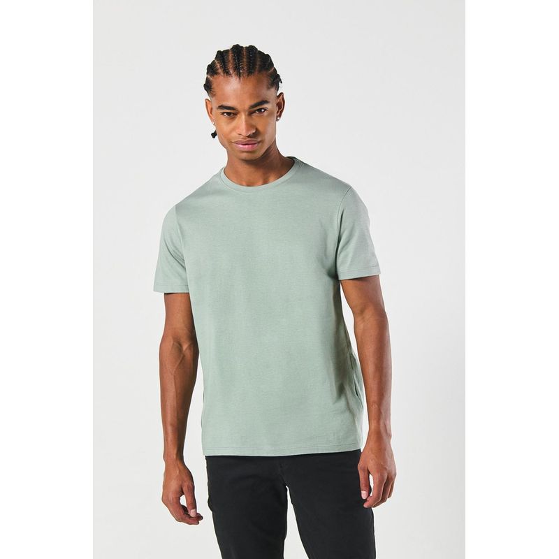 KOAJ - KOAJ Camiseta ajustada unicolor en algodón con cuello redond Hombre