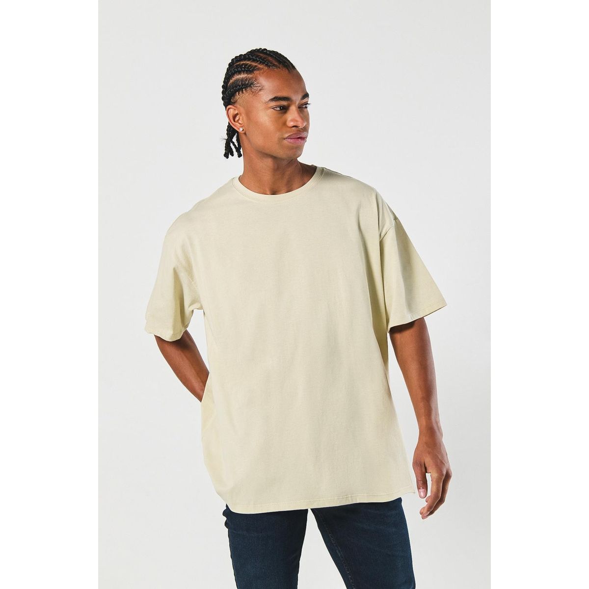 KOAJ - KOAJ Camiseta oversize en algodón kaki con cuello redondo Hombre