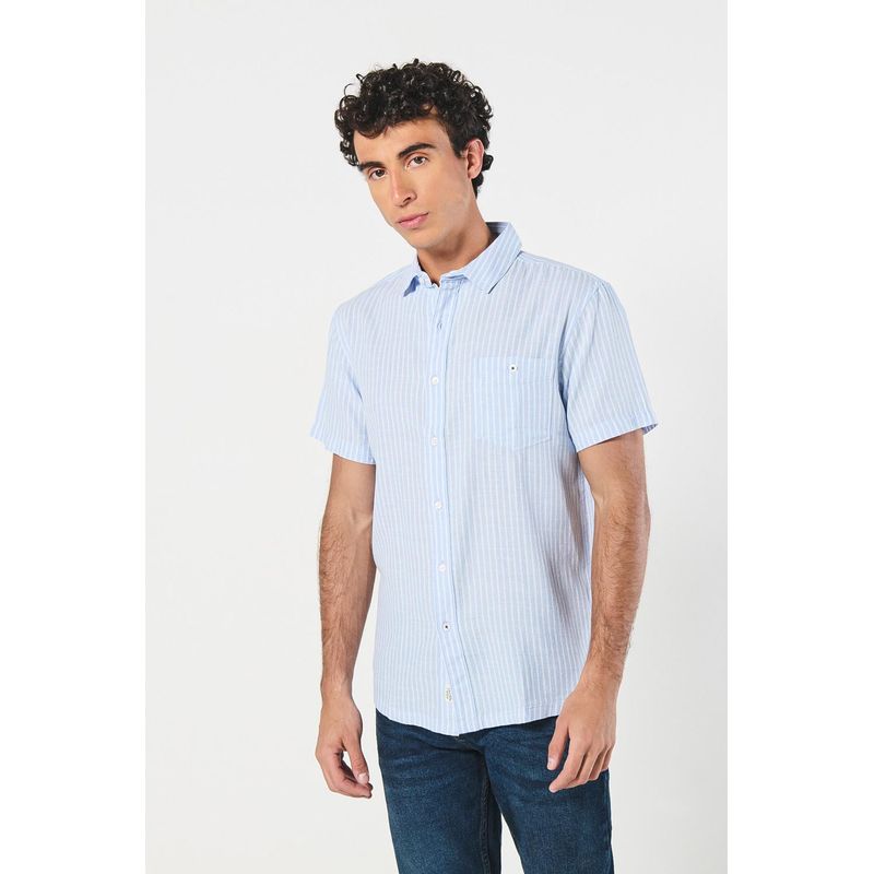 KOAJ - KOAJ Camisa con cuello sport collar, manga corta a rayas HOMBRE