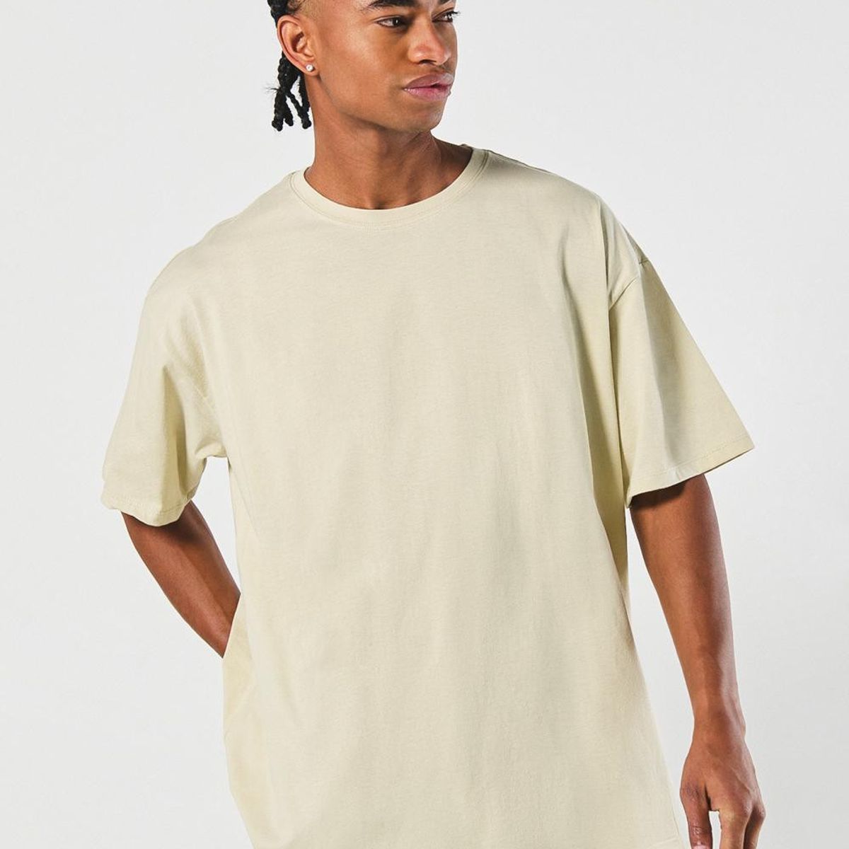 KOAJ - KOAJ Camiseta oversize en algodón kaki con cuello redondo Hombre