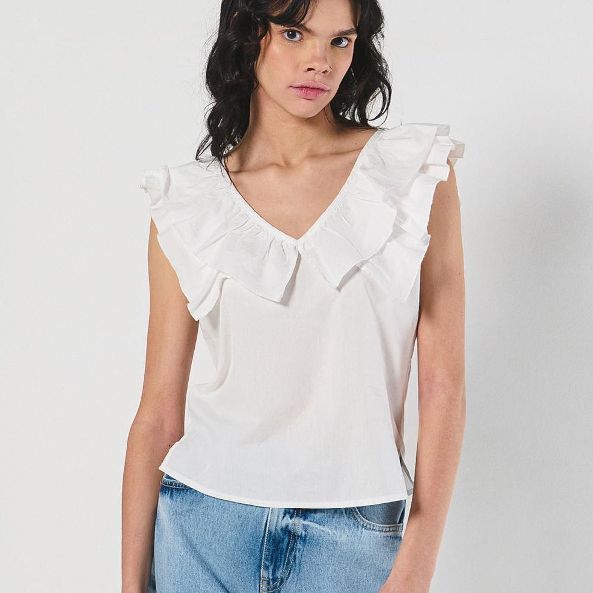 KOAJ - KOAJ BLUSA UNICOLOR EN ALGODON  ESCOTE GOLAS MANGA SISA Mujer