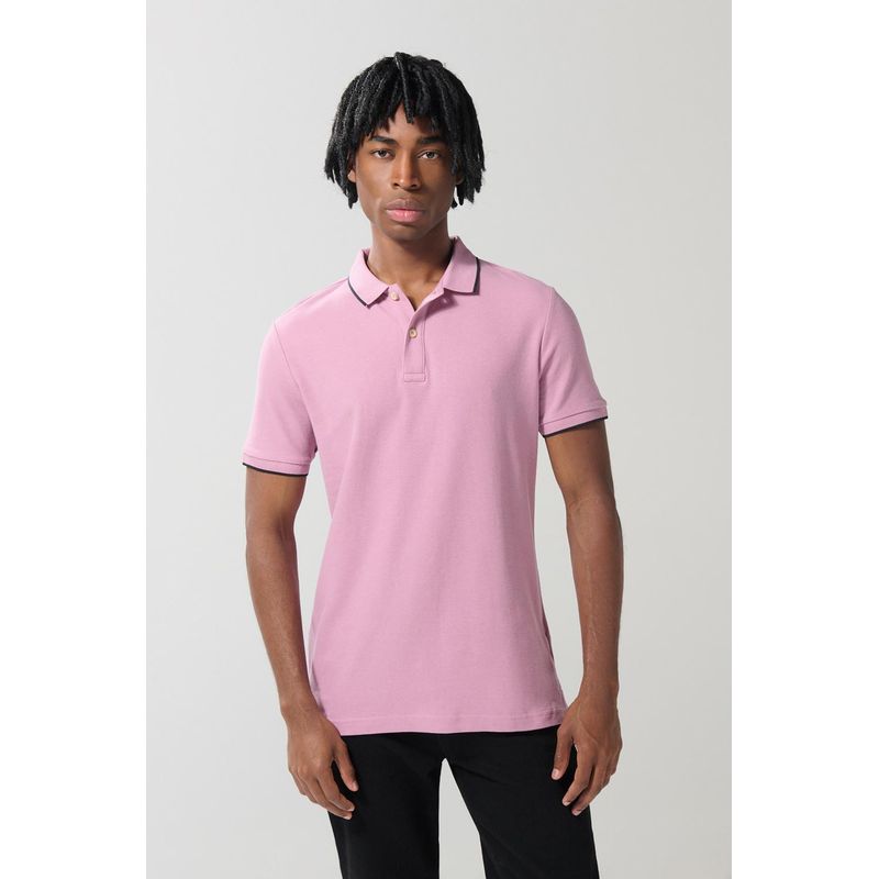 KOAJ - KOAJ Camiseta unicolor tipo polo con aberturas y manga corta Hombre