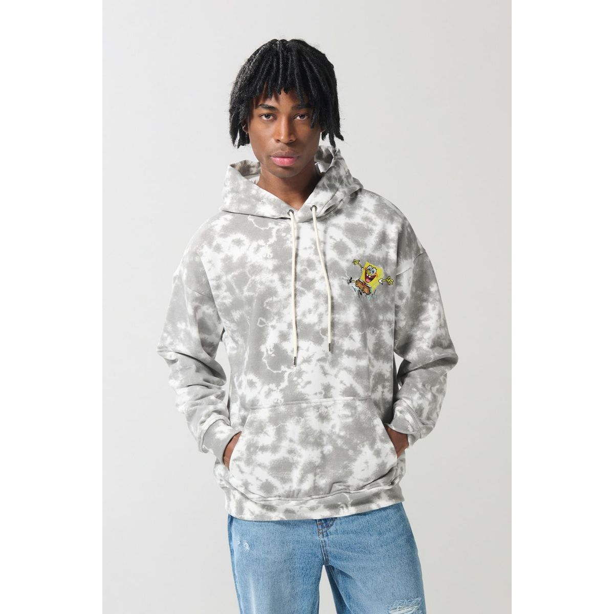 KOAJ - KOAJ Buzo oversize crema tie dye con capota de Bob Esponja Hombre