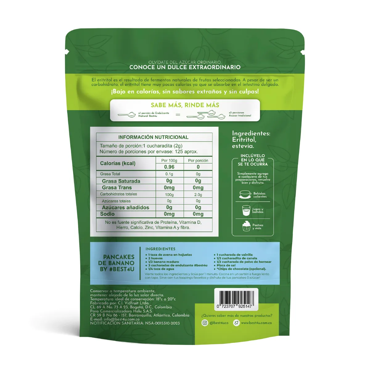 GENERICO - Endulzante Natural a base de Eritritol y Stevia