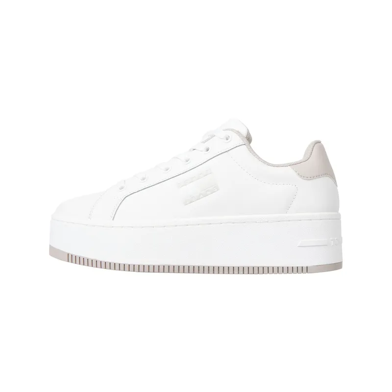 TOMMY HILFIGER - Tenis Blancos De Plataforma De Cuero Essential Tommy Hilfiger