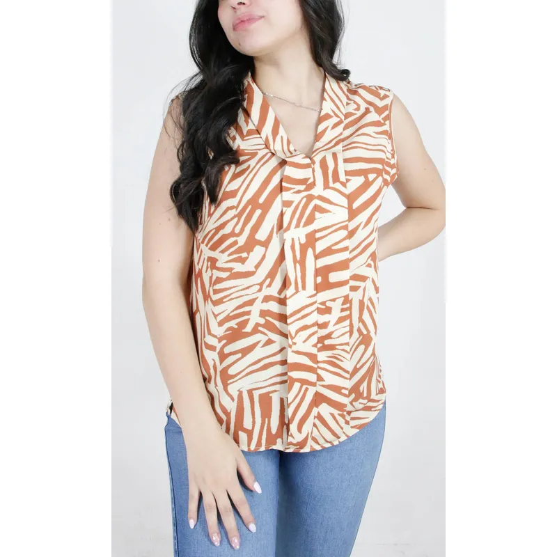 L Y H - Blusa Para Mujer Sin Manga Naranjo Marca L&H