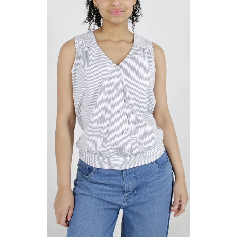 L Y H - Blusa Para Mujer Sin Manga Azul Marca L&H