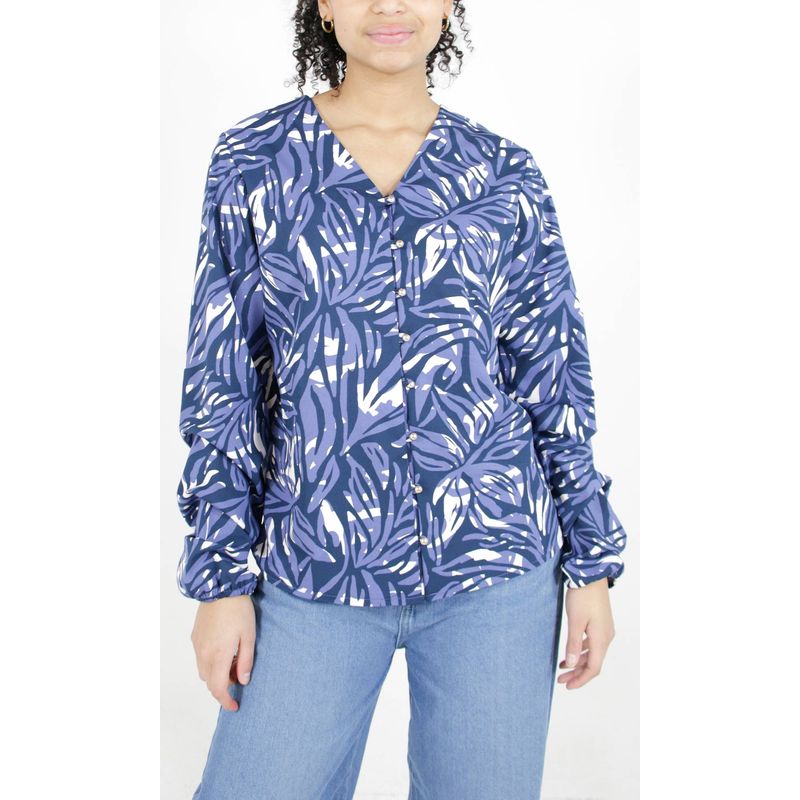 L Y H - Blusa Para Mujer Manga Larga Azul Marca L&H