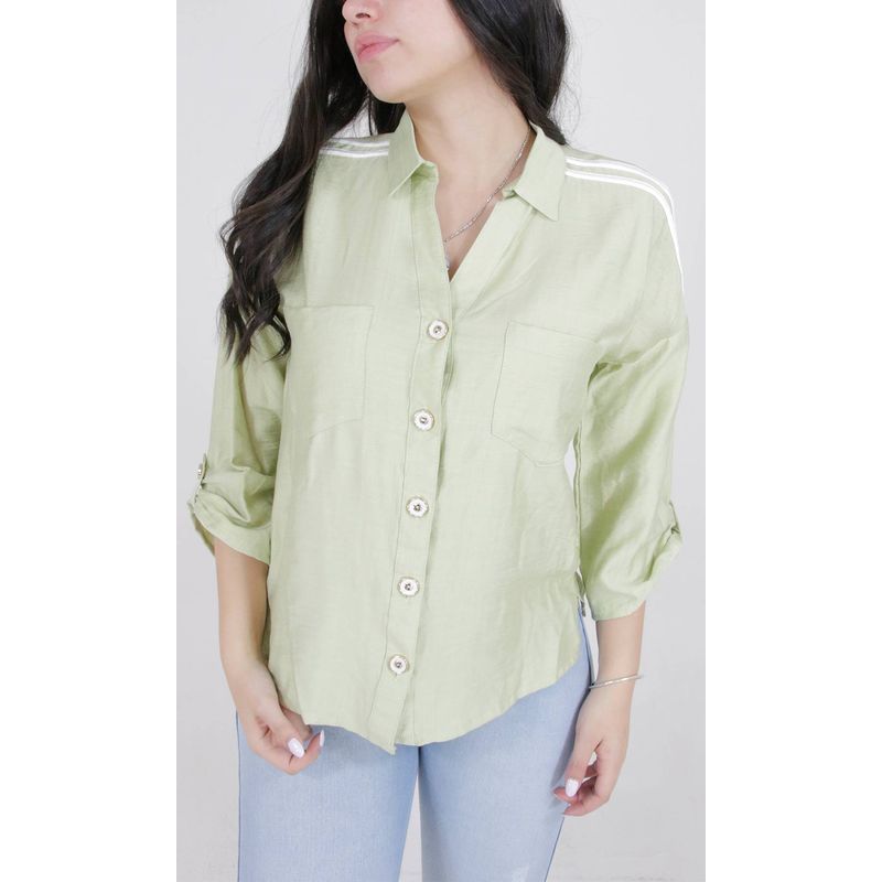 L Y H - Blusa Para Mujer Manga 34 Khaki Oscuro Marca L&H