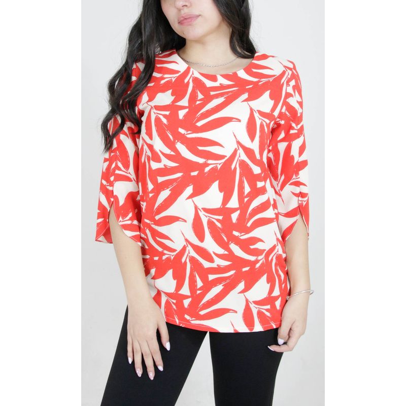L Y H - Blusa Para Mujer Manga 34 Rojo Marca L&H