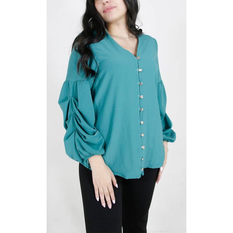 L Y H - Blusa Para Mujer Manga 34 Verde Marca L&H