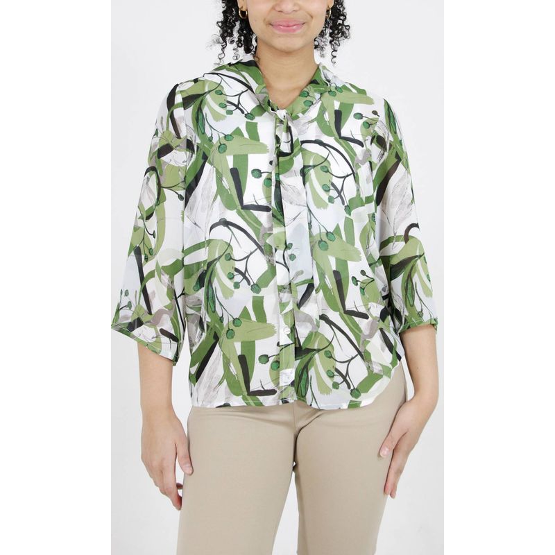 L Y H - Blusa Para Mujer Manga 34 Verde Marca L&H