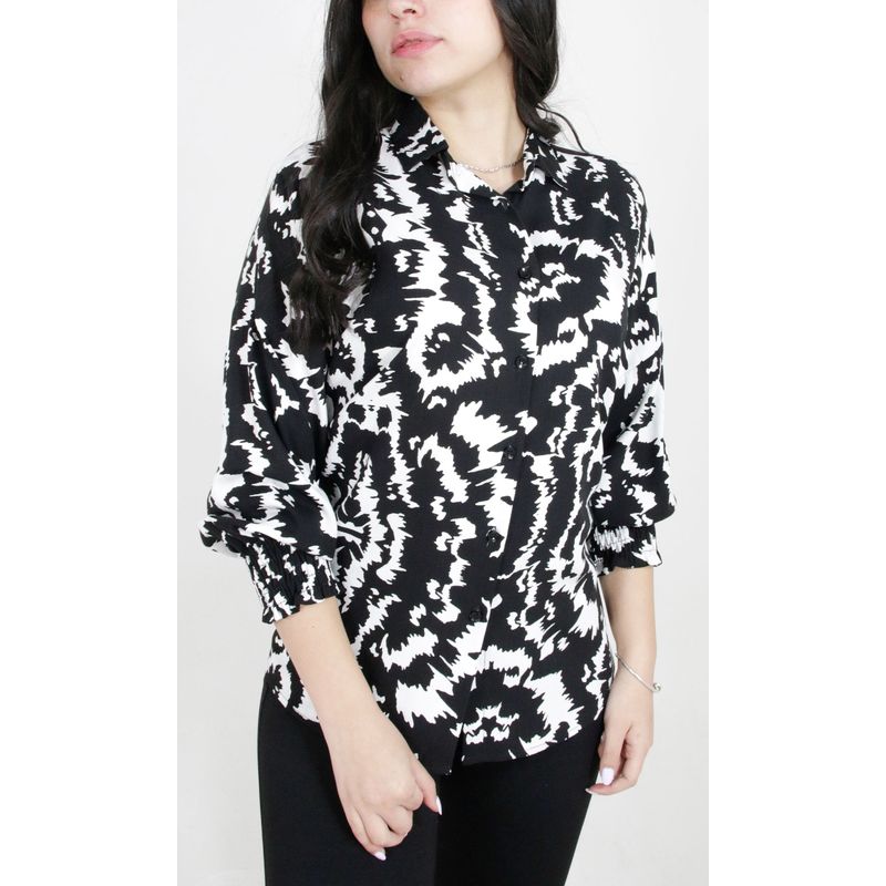 L Y H - Blusa Para Mujer Manga 34 Negro Marca L&H
