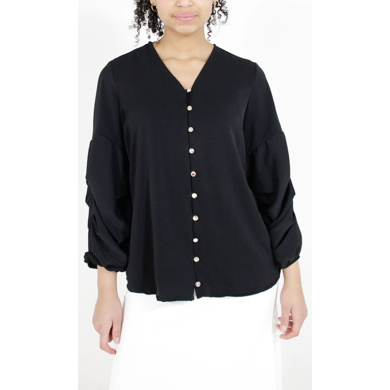 L Y H - Blusa Para Mujer Manga 34 Negro Marca L&H