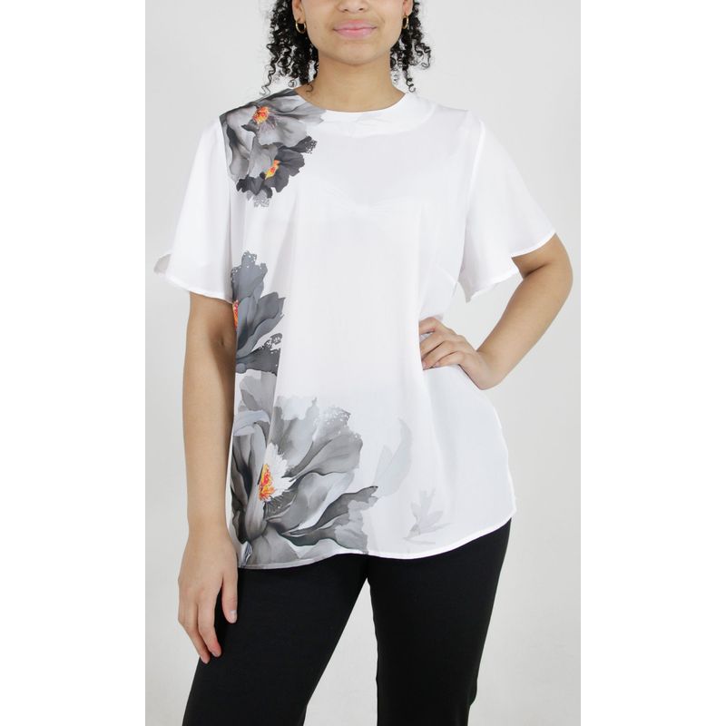L Y H - Blusa Para Mujer Manga Corta Negro Marca L&H