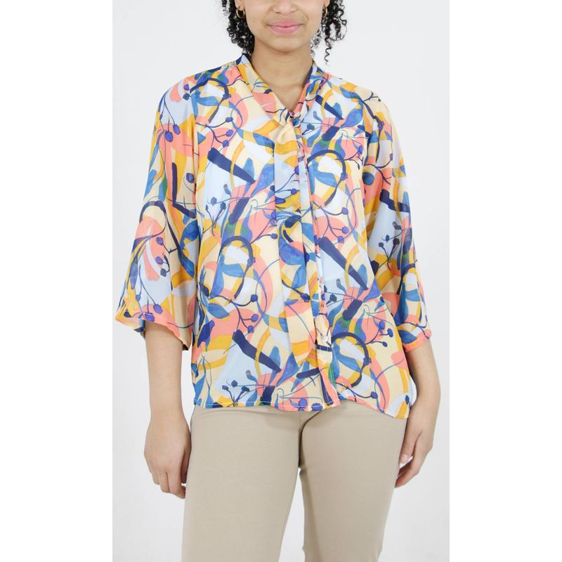 L Y H - Blusa Para Mujer Manga 34 Azul Marca L&H