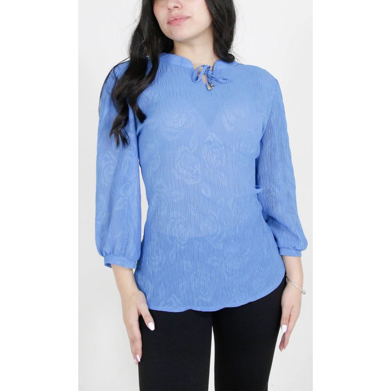 L Y H - Blusa Para Mujer Manga 34 Azul Marca L&H