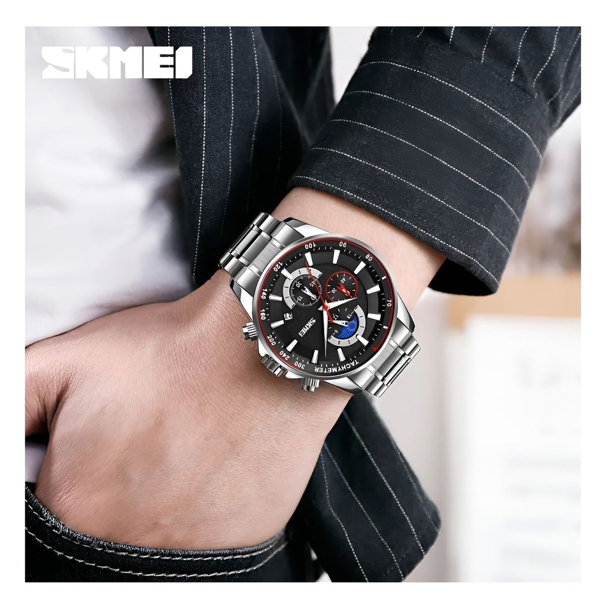 SKMEI - Reloj Plateado Hombre Skmei Elegante Cronógrafos Multifunción Fecha