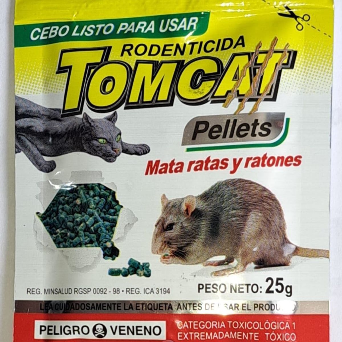 TOMCAT - Tomcat Rodenticida Mata Ratas Y Ratones Pellets 25gr