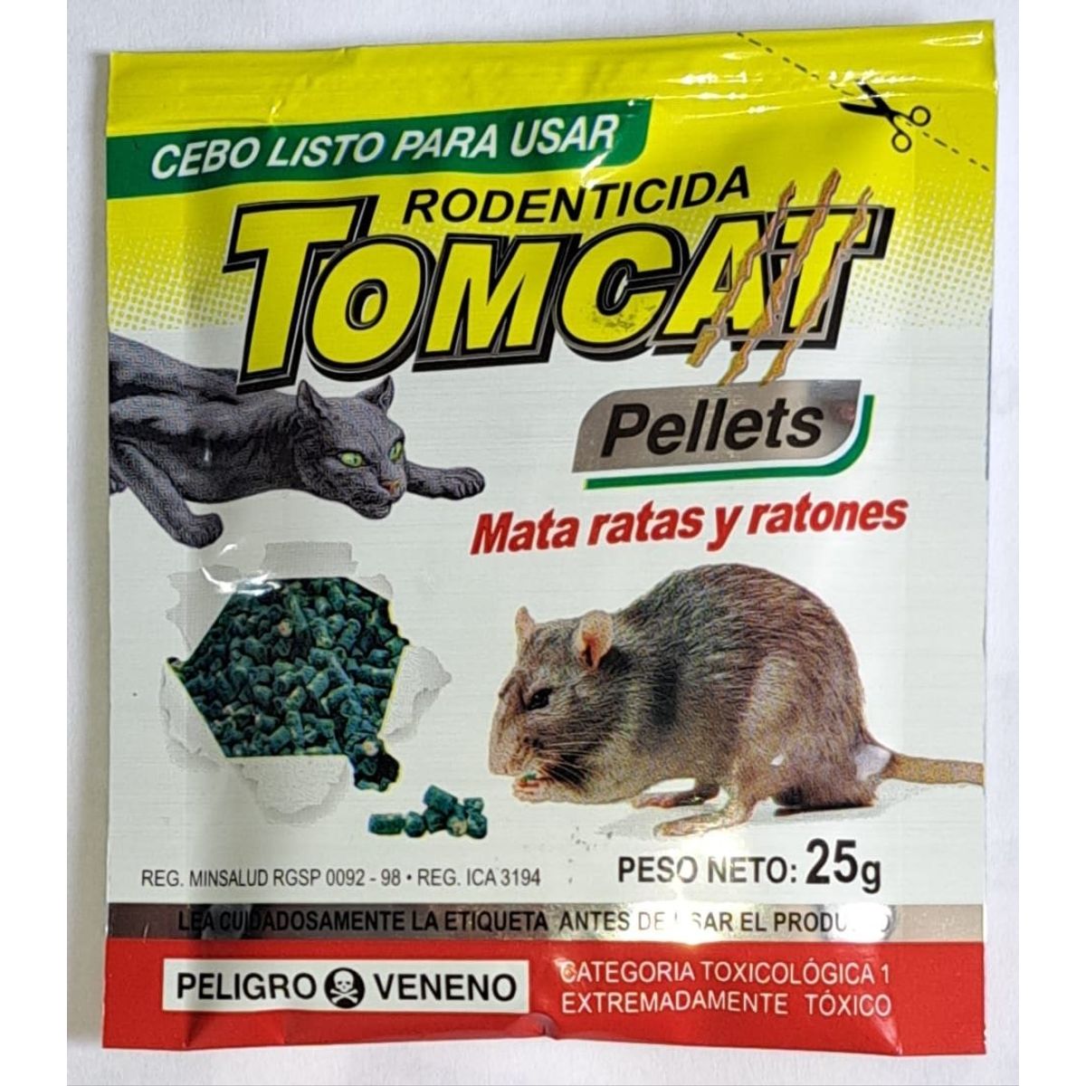 TOMCAT - Tomcat Rodenticida Mata Ratas Y Ratones Pellets 25gr