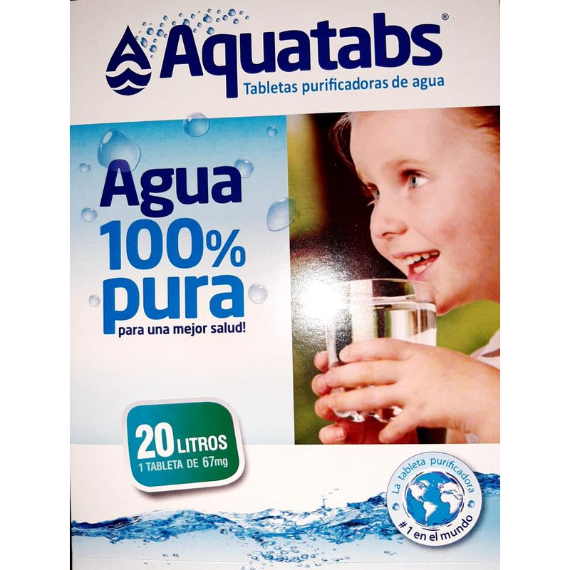 AQUATABS - Tableta Pastilla Purificadora De Agua Aquatabs 1 X 20 Litros