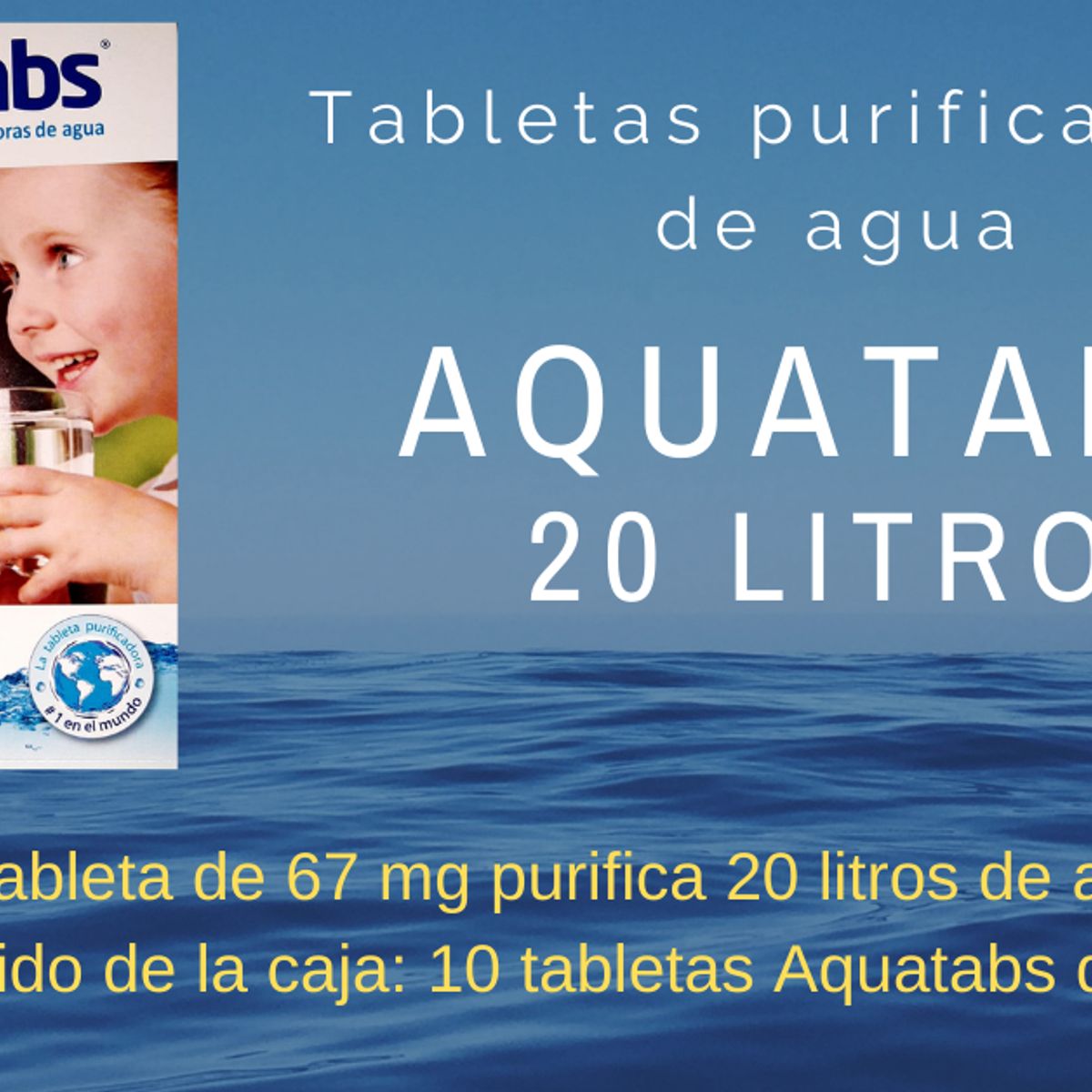 AQUATABS - Tableta Pastilla Purificadora De Agua Aquatabs 1 X 20 Litros