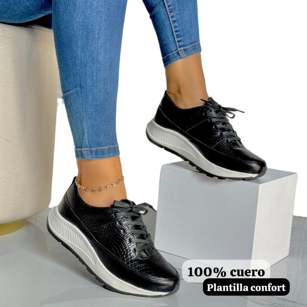 EVEGONZ - Zapatos en Cuero Tenis Urban de Moda Femenina