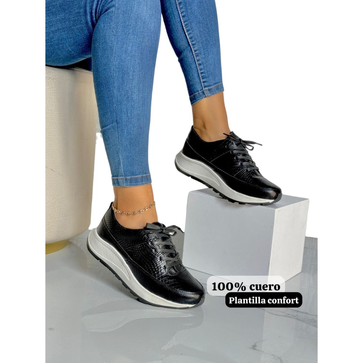 EVEGONZ - Zapatos en Cuero Tenis Urban de Moda Femenina