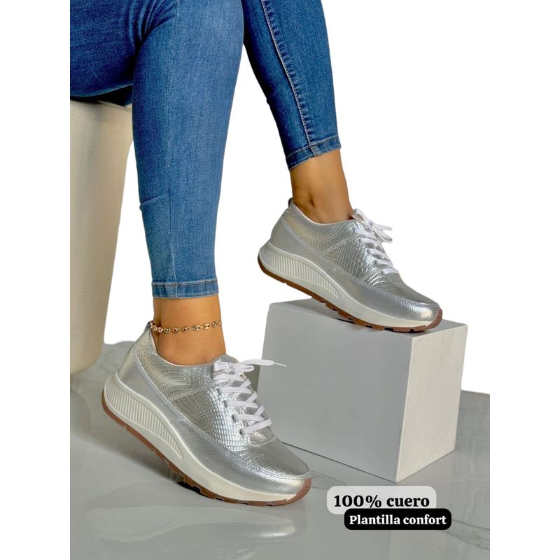 EVEGONZ - Tenis en Cuero Calzado de Moda Femenina
