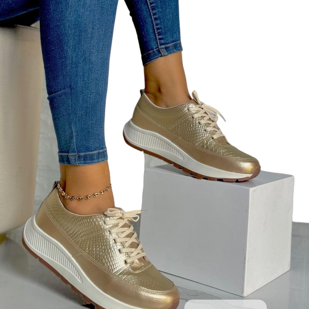 EVEGONZ - Tenis de Cuero Tenis Deportivo de Moda Femenina